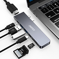 Choetech Connecting USB-C 7-in-1 hub to Thunderbolt 3 USB-C PD, USB 3.0, 4K HDMI and card reader