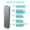 Choetech Connecting USB-C 7-in-1 hub to Thunderbolt 3 USB-C PD, USB 3.0, 4K HDMI and card reader