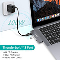 Choetech Aansluitende USB-C 7-in-1 hub naar Thunderbolt 3 USB-C PD , USB 3.0, 4K HDMI en kaartlezer