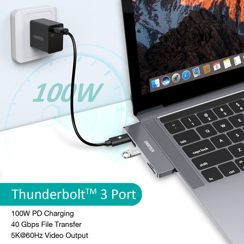 Choetech Connexion du concentrateur USB-C 7 en 1 au Thunderbolt 3 USB-C PD, USB 3.0, 4K HDMI et lecteur de carte