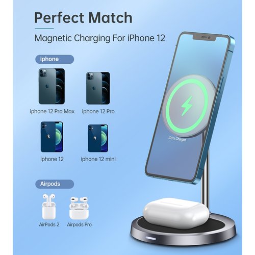 Choetech 2-in-1 Magnetic Wireless Charger / Stand - 15W