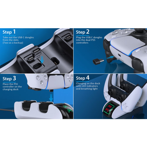 OIVO Oplaadstation voor twee PlayStation 5 controllers - LED-indicator