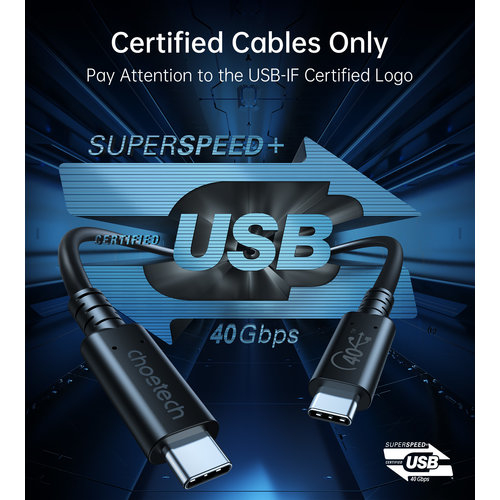 USB 4.0 Gen 3 Cable - USB-C (Male-Male) - 40Gbps - 100W - 20V-5A