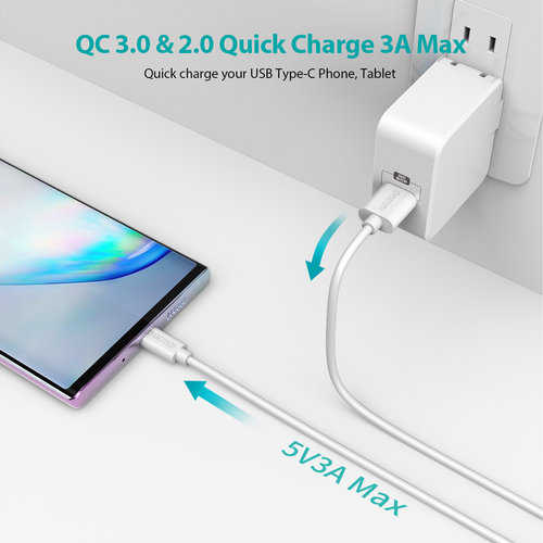 Choetech Câble de chargement et de données USB vers USB-C - 3A - 1 mètre - Blanc