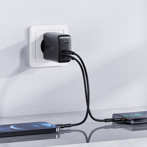 ACEFAST Adaptateur secteur USB-A et USB-C Power Delivery 3.0 - Quick Charge 3.0 - Fast Charge - 32W