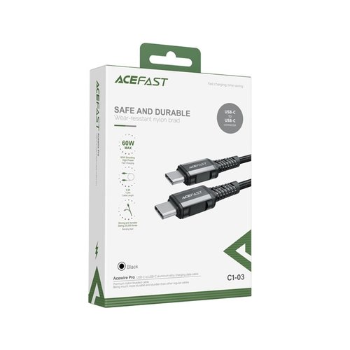 ACEFAST Câble de charge USB-C vers USB-C - Charge rapide 60W - 1,2 mètre