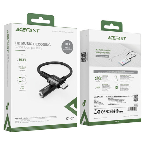 ACEFAST USB-C male to 3.5mm audio jack female - cable adapter -18 cm