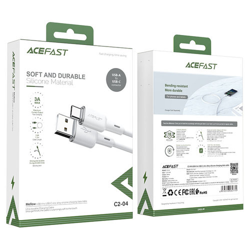 ACEFAST USB-A auf USB-C Ladekabel - 3A - 1,2 Meter lang - weiß