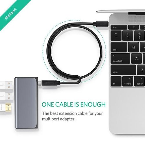 UGREEN USB-C verlengkabel - male -> female - 3A - 5Gbps - Ondersteunt 4K audio / video - 50 cm