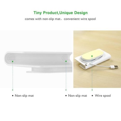 UGREEN Universal wall holder for smartphone or tablet - 3M tape - cable management - white