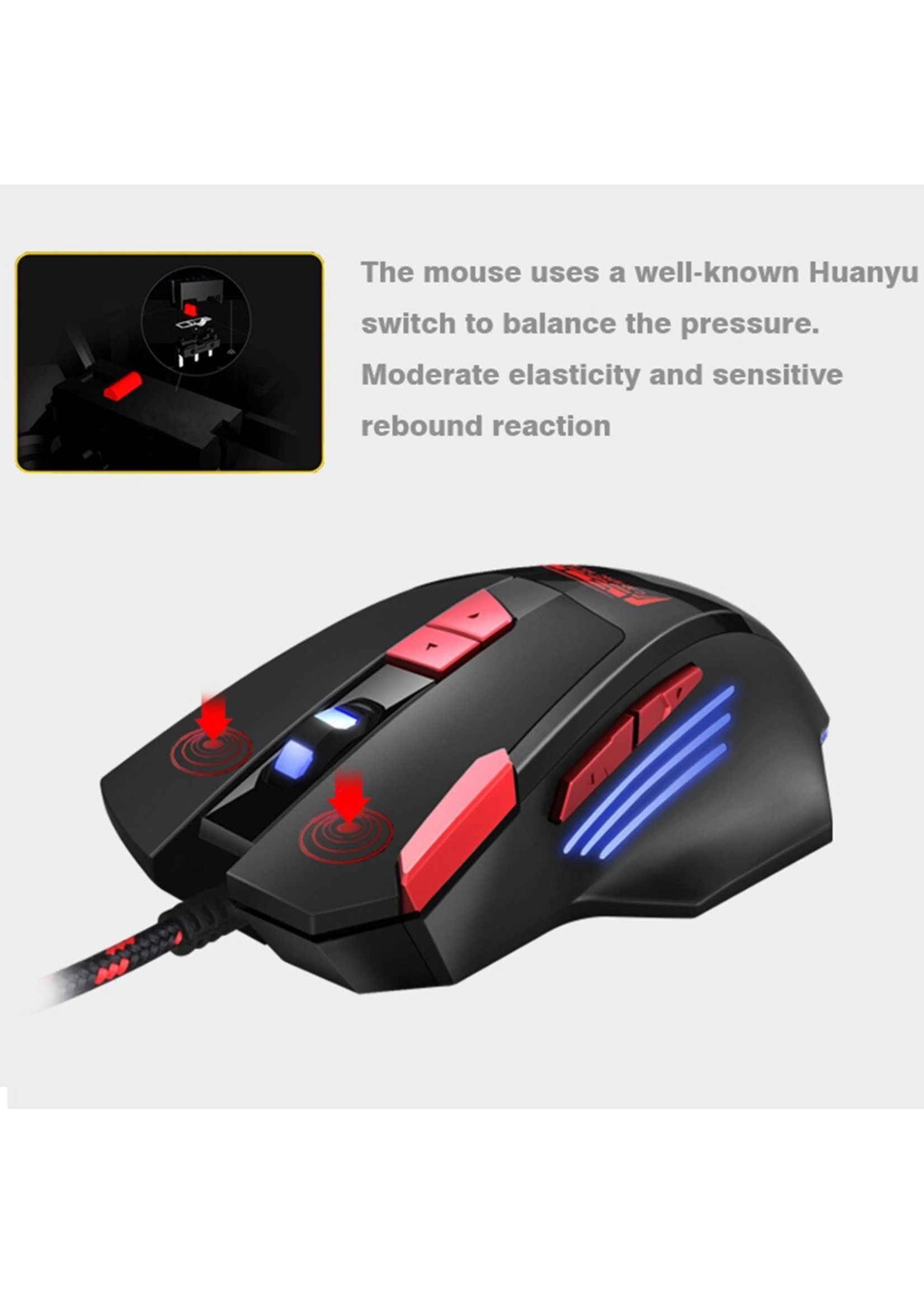 Game muis met RGB verlichting - 8 knoppen - 6800 DPI - ergonomisch ontwerp