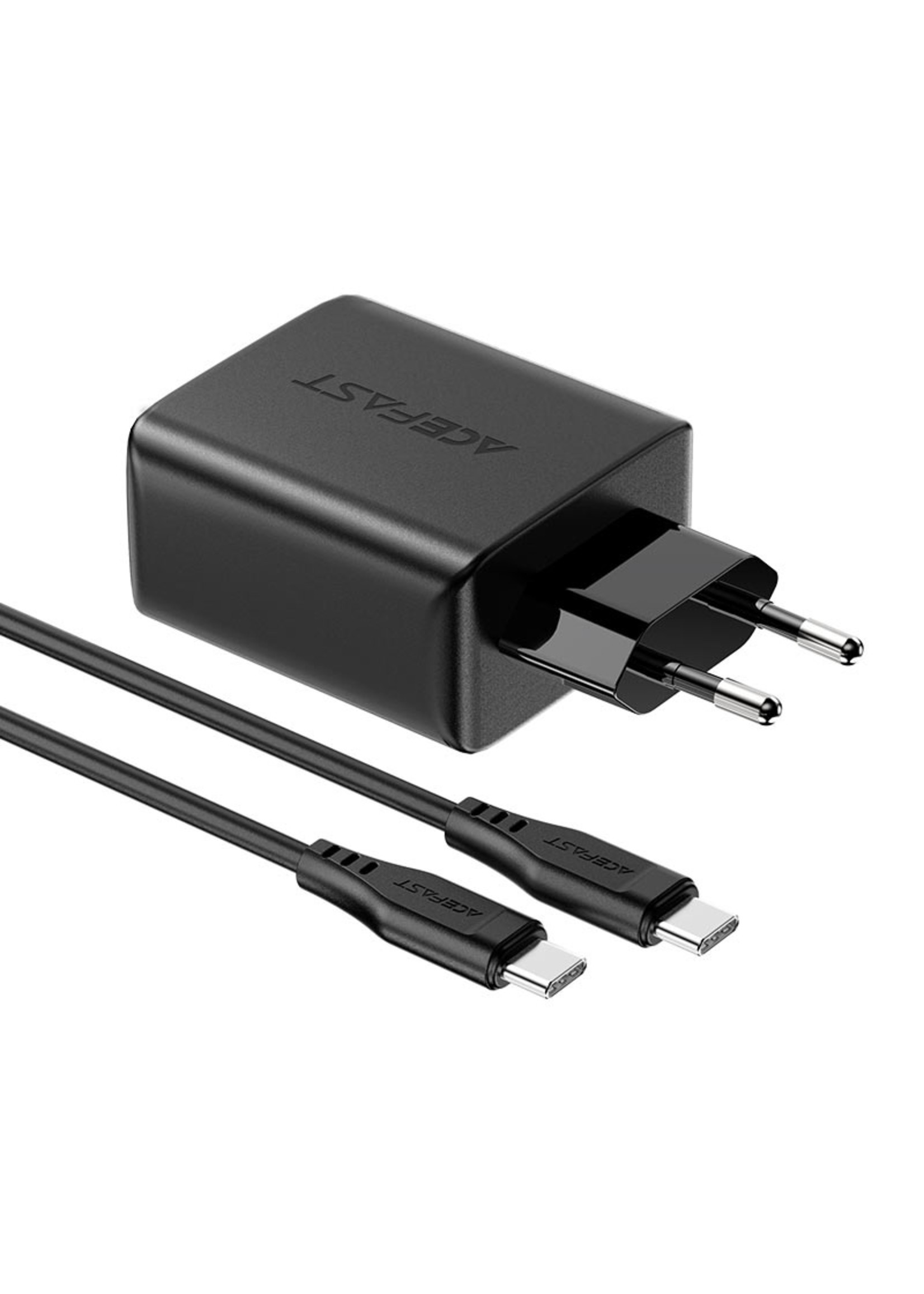 ACEFAST Power adapter with 2x USB-C and USB-A ports - 65W output - supports fast charging - Black