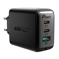 ACEFAST Stroomadapter met 2x USB-C en USB-A poorten - 65W output - ondersteunt snel laden - Zwart