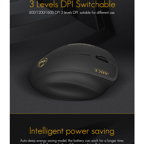 iMice Wireless gaming mouse - 6 buttons - 800/1200/1600 DPI - 10M range