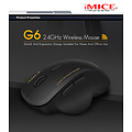 iMice Souris gaming sans fil - 6 boutons - 800/1200/1600 DPI - Portée 10M