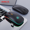 iMice Kabellose Maus mit RGB-Beleuchtung - wiederaufladbar - 4 Tasten - DPI einstellbar - 2,4 GHz und Bluetooth