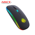 iMice Kabellose Maus mit RGB-Beleuchtung - wiederaufladbar - 4 Tasten - DPI einstellbar - 2,4 GHz und Bluetooth