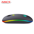 iMice Kabellose Maus mit RGB-Beleuchtung - wiederaufladbar - 4 Tasten - DPI einstellbar - 2,4 GHz und Bluetooth