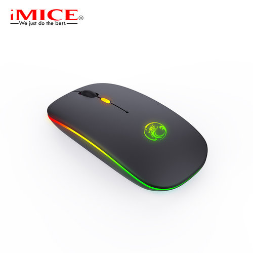 iMice Kabellose Maus mit RGB-Beleuchtung - wiederaufladbar - 4 Tasten - DPI einstellbar - 2,4 GHz und Bluetooth