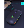 iMice Souris sans fil avec éclairage RGB - rechargeable - 4 boutons - DPI réglable - 2.4Ghz et Bluetooth