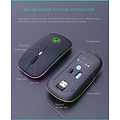 iMice Kabellose Maus mit RGB-Beleuchtung - wiederaufladbar - 4 Tasten - DPI einstellbar - 2,4 GHz und Bluetooth