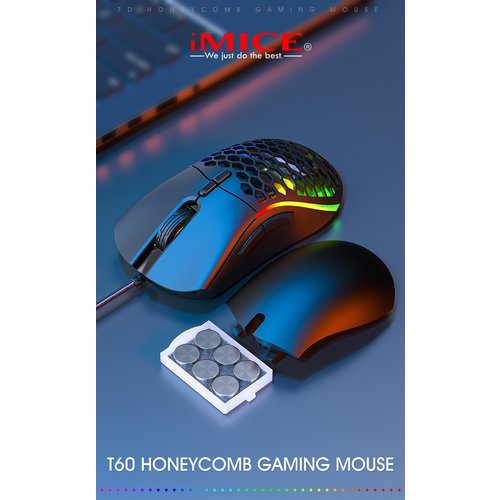 iMice Souris de jeu avec housse supplémentaire - 7 boutons - Eclairage RVB - DPI réglable