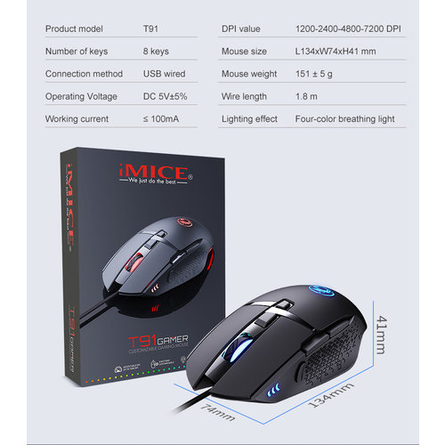 iMice Game mouse - 8 buttons - Adjustable DPI