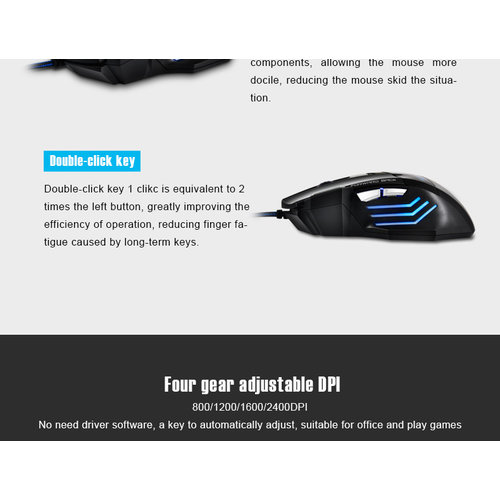 iMice Gaming mouse with RGB lighting - 7 buttons - Adjustable DPI