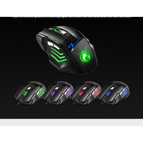 iMice Souris gamer avec éclairage RVB - 7 boutons - DPI réglable