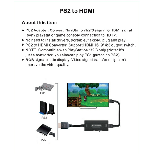 Dolphix Playstation 2 zu HDMI Konverterkabel