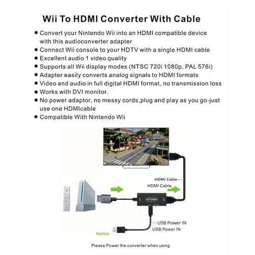 Dolphix Wii naar HDMI converter kabel