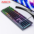 iMice Gaming keyboard with 104 keys - RGB lighting - Ergonomic design - Metal frame