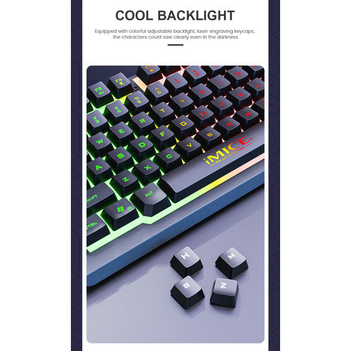 iMice Gaming keyboard with 104 keys - RGB lighting - Ergonomic design - Metal frame