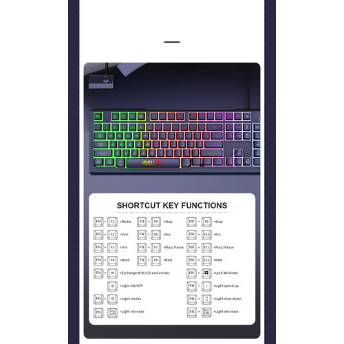 iMice Gaming keyboard with 104 keys - RGB lighting - Ergonomic design - Metal frame