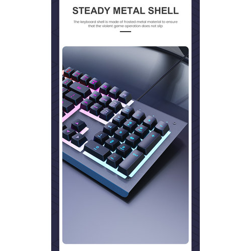 iMice Gaming keyboard with 104 keys - RGB lighting - Ergonomic design - Metal frame