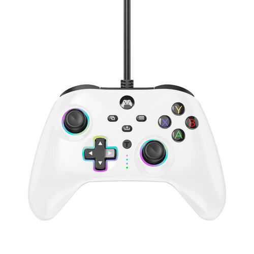 Controller wired for XboX one - with RGB LED lighting - White