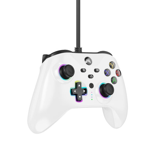 Controller wired for XboX one - with RGB LED lighting - White