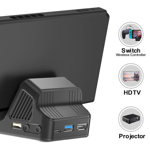 TV projector dock met fan voor Nintendo Switch OLED - Zwart