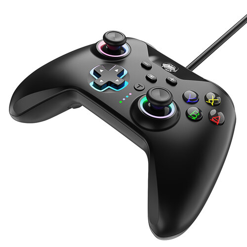 Controller wired for Switch/OLED and PC - with RGB LED lighting - Black