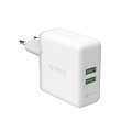 Orico Duo USB Turbolader mit Qualcomm Schnellladung 2,0-2 Port QC2.0 Ladegerät 36W, 12V / 9V / 5V Weiß
