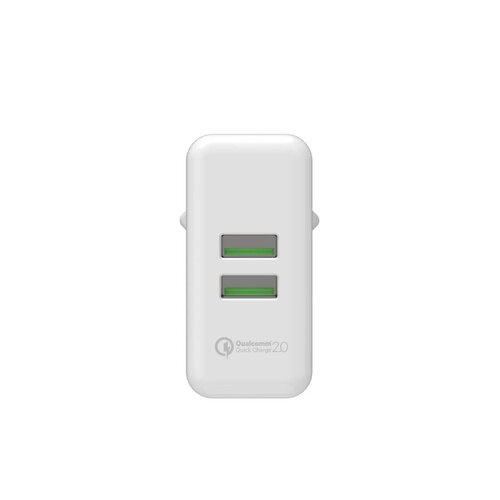 Orico Duo USB Turbolader mit Qualcomm Schnellladung 2,0-2 Port QC2.0 Ladegerät 36W, 12V / 9V / 5V Weiß