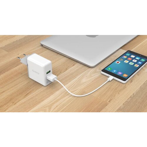 Orico Duo USB Turbolader mit Qualcomm Schnellladung 2,0-2 Port QC2.0 Ladegerät 36W, 12V / 9V / 5V Weiß