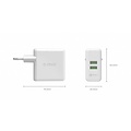 Orico Duo USB Turbolader mit Qualcomm Schnellladung 2,0-2 Port QC2.0 Ladegerät 36W, 12V / 9V / 5V Weiß