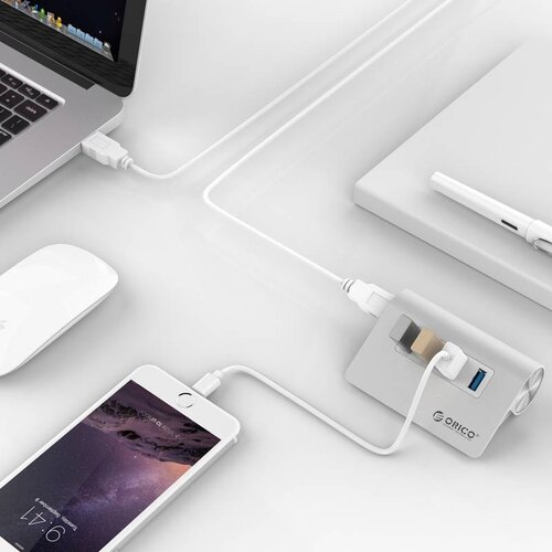 Orico 4 Port USB 3.0 Hub Aluminium 4 Port Hub High Speed ​​5Gbps Mac Style