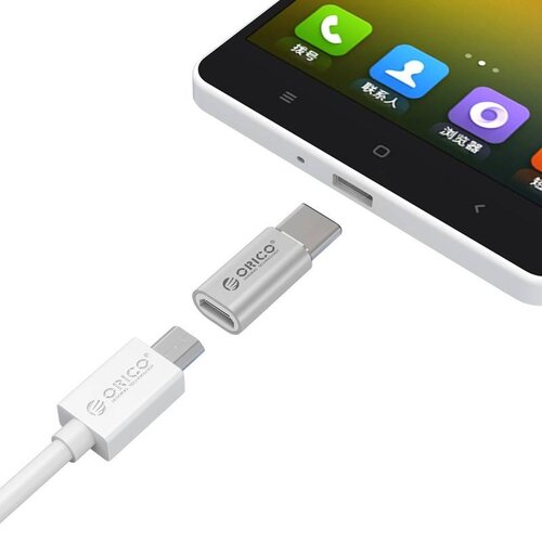 Orico Micro USB to Type-C Converter Adapter - Aluminum Silver