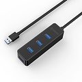 Orico 4 poorts 5 Gbps USB 3.0 hub in strak modern design met 30cm USB 3.0 datakabel zwart