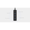 Orico 4 poorts 5 Gbps USB 3.0 hub in strak modern design met 30cm USB 3.0 datakabel zwart