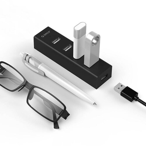 Orico USB 2.0 Hub mit 4 USB-A-Anschlüssen - 20 cm Kabel - mattschwarz