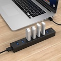 Orico USB 3.0-Hub mit 7 Anschlüssen in mattem Schwarz mit 1 Meter 5 Gbit / s USB 3.0-Datenkabel und zusätzlichem USB-Stromkabel