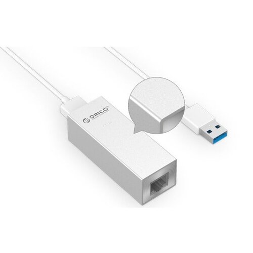 Orico aluminium USB3.0 naar gigabit ethernet adapter - type-A naar type-A/type-C kabel - zilver